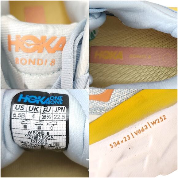 HOKA One One Bondi 8 sneakers athletic comfort shoes Summer Song Country Air 5.5 - Picture 6 of 7